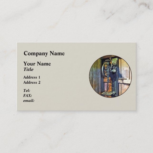 Drill Press in Shop Business Card (Front)