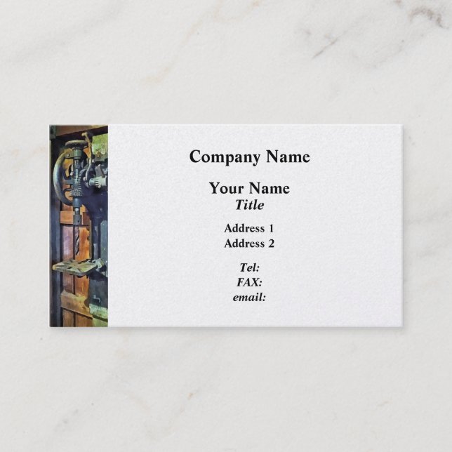 Drill Press in Shop Business Card (Front)