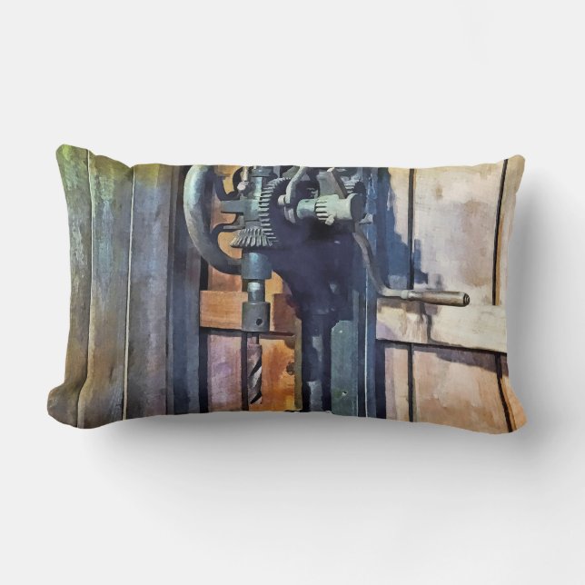 Drill Press in Shop Lumbar Pillow (Front)