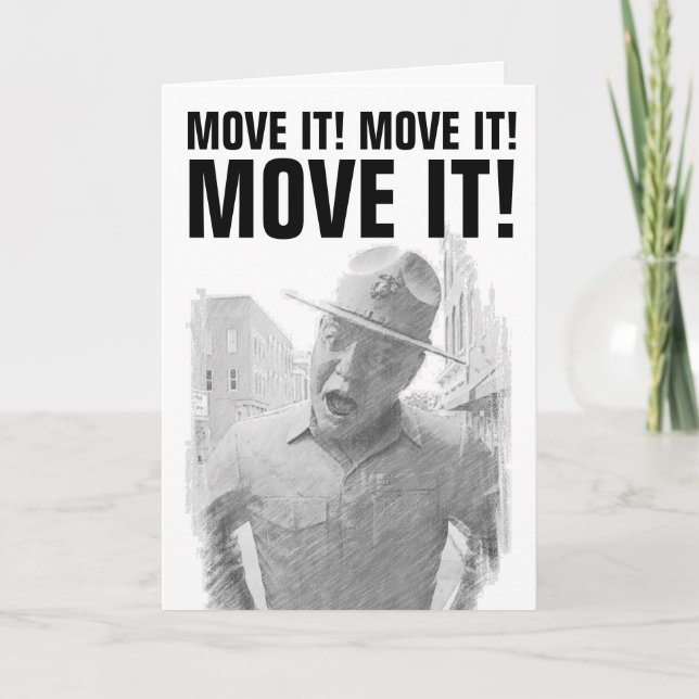 DRILL SERGEANT MARINES PENCIL SKETCH BIRTHDAY CARD (Front)