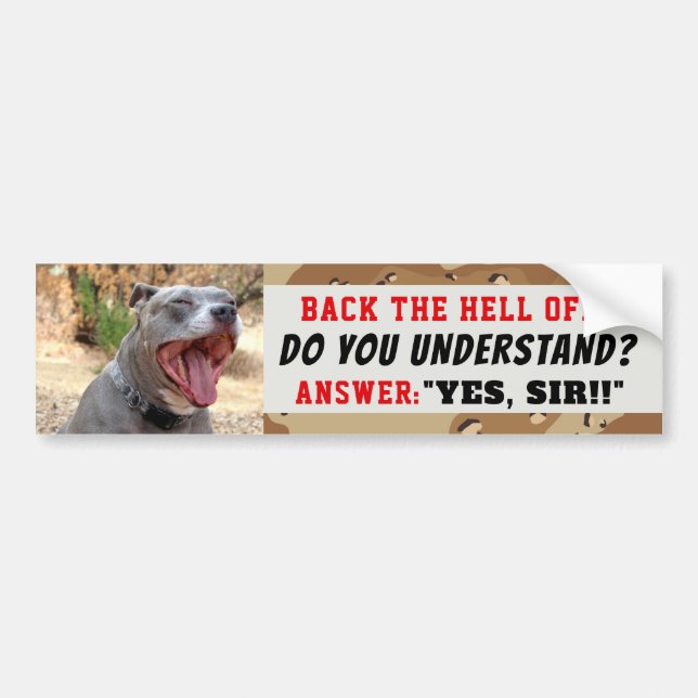Drill Sergeant Pitbull Yes Sir Bumper Sticker (Front)