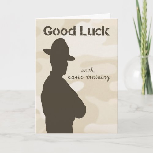 Drill Sergeant Silhouette w Camouflage Good Luck Card