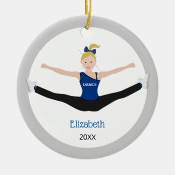 Drill Team Blonde Hair Blue And Black Ceramic Ornament by NightOwlsMenagerie at Zazzle