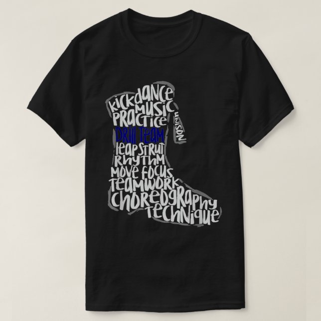 Drill Team Marching Band Word Cloud Art T-Shirt (Design Front)