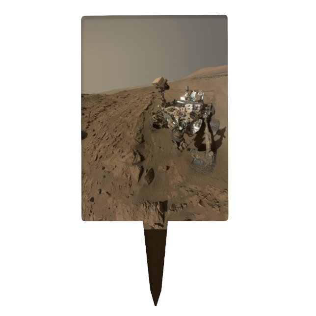 Drilling Mars Curiosity Red Martian Landscape Cake Topper (Front)