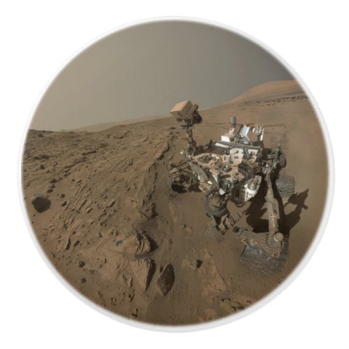 Drilling Mars Curiosity Red Martian Landscape Ceramic Knob