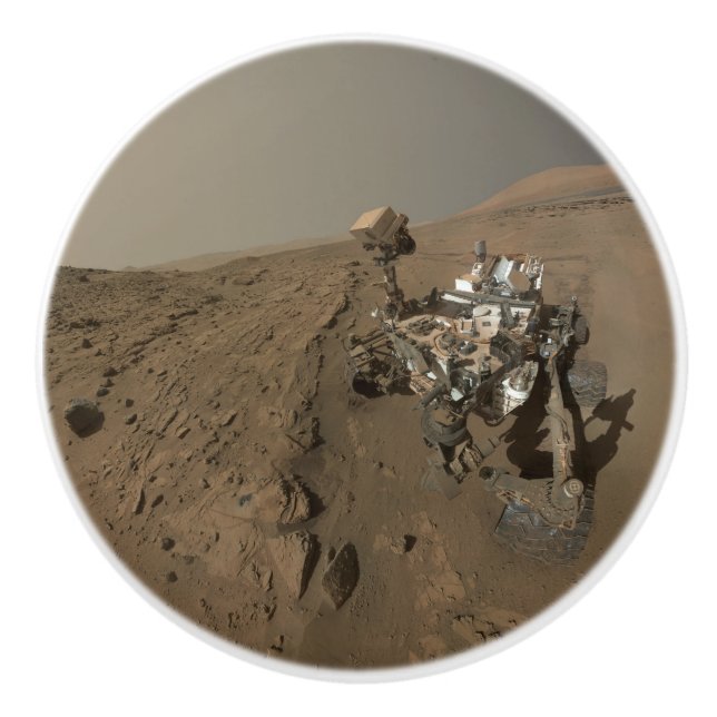 Drilling Mars Curiosity Red Martian Landscape Ceramic Knob (Front)