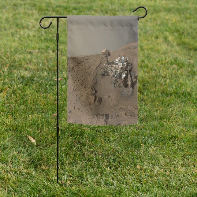 Drilling Mars Curiosity Red Martian Landscape Garden Flag (In SItu)