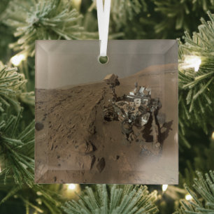 Drilling Mars Curiosity Red Martian Landscape Glass Ornament