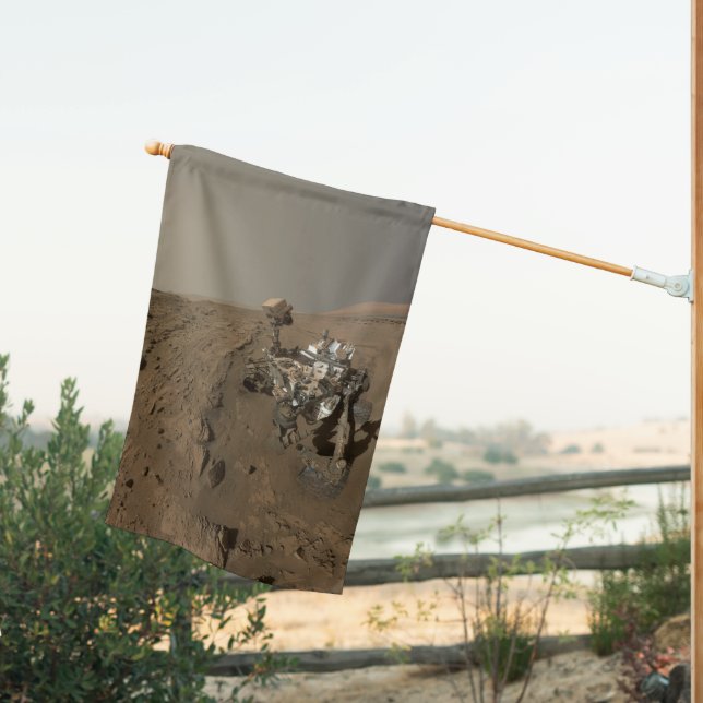 Drilling Mars Curiosity Red Martian Landscape House Flag (Insitu (Back))