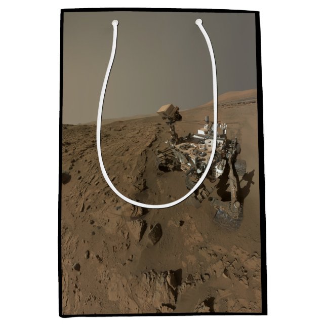 Drilling Mars Curiosity Red Martian Landscape Medium Gift Bag (Front)