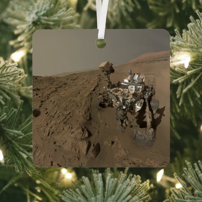 Drilling Mars Curiosity Red Martian Landscape Metal Ornament (Insitu)