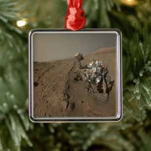 Drilling Mars Curiosity Red Martian Landscape Metal Ornament