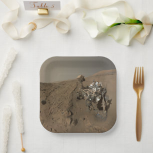 Drilling Mars Curiosity Red Martian Landscape Paper Plates