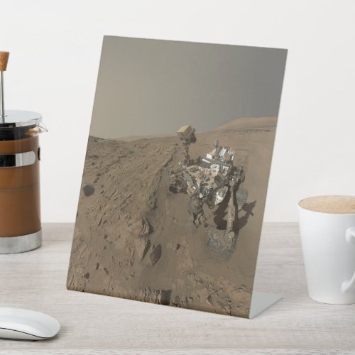 Drilling Mars Curiosity Red Martian Landscape Pedestal Sign