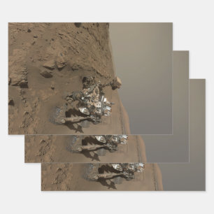 Drilling Mars Curiosity Red Martian Landscape Wrapping Paper Sheets