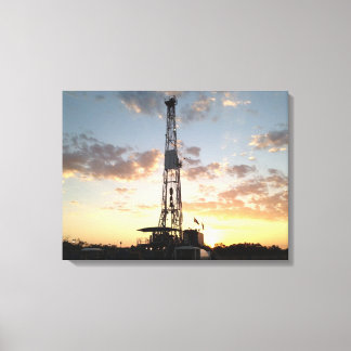 Drilling Rig at Sunset Canvas Print