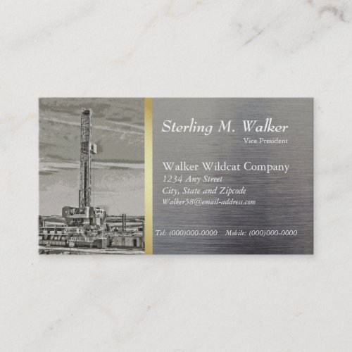 Drilling Rig on Metal Look Business Card