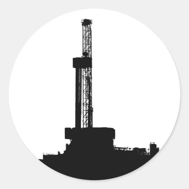 Drilling Rig Silhouette Classic Round Sticker (Front)