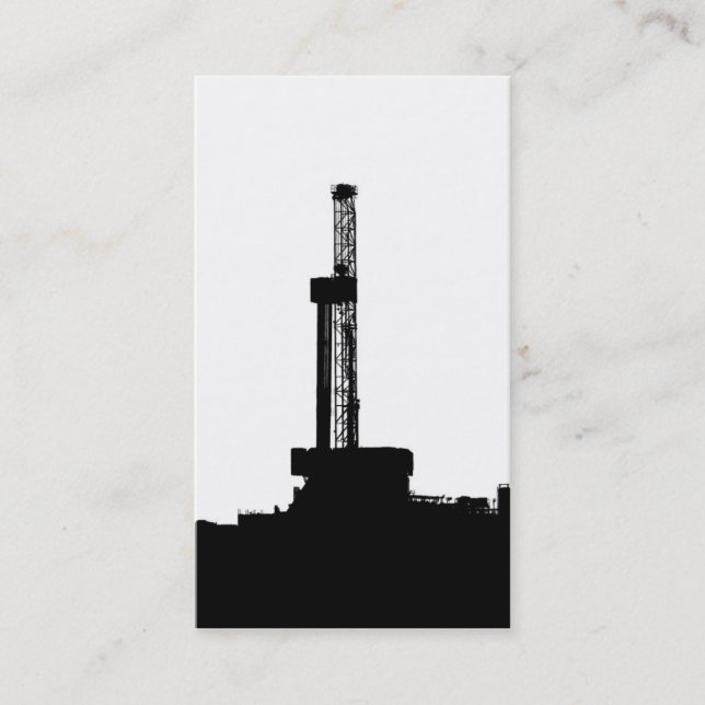 Drilling Rig Silhouette Inches Centimeters Business Card (Front)
