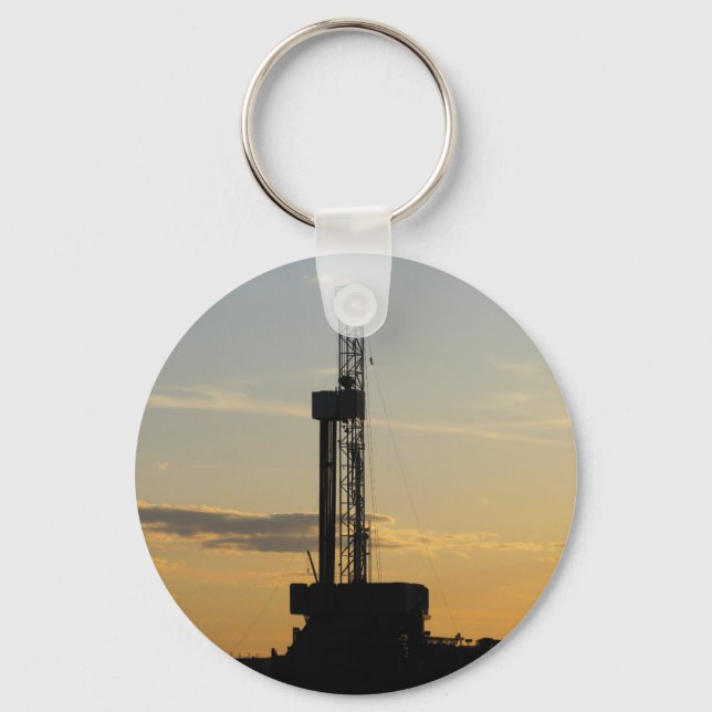 Drilling Rig Silhouette Keychain (Front)