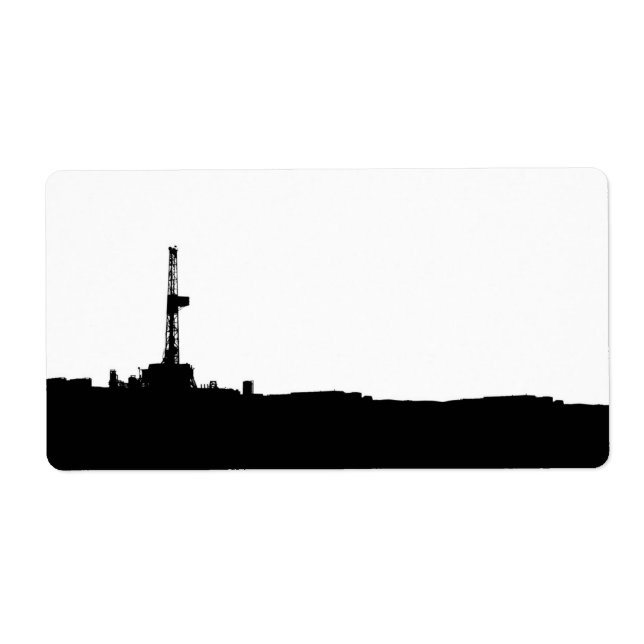 Drilling Rig Silhouette Shipping Lable Label (Front)