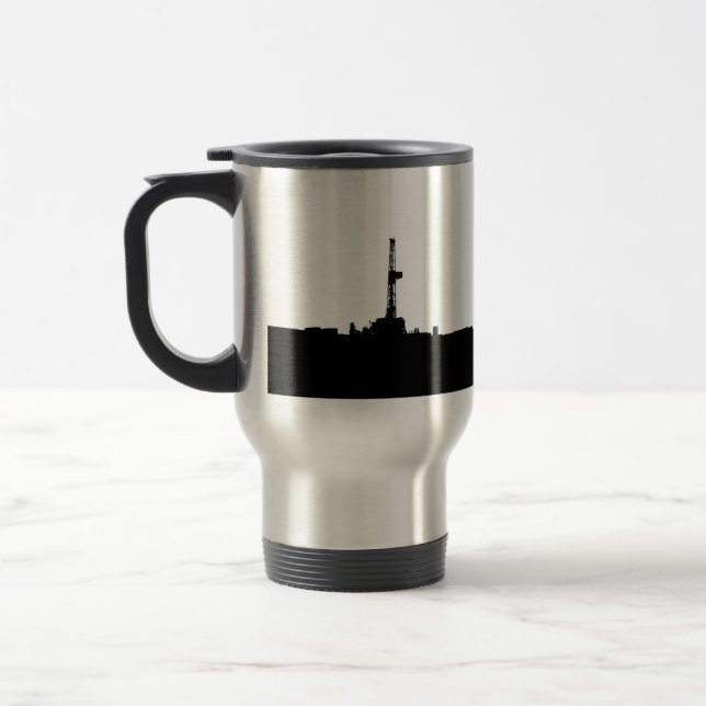 Drilling Rig Silhouette Travel Mug (Left)