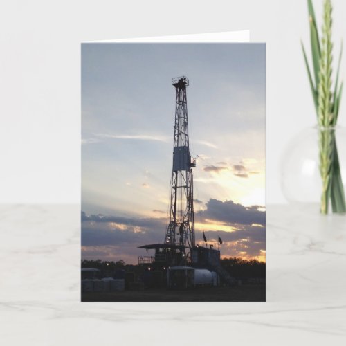 Drilling Rig Sunset Card