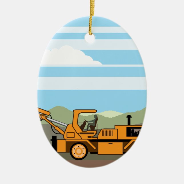 Drilling Rig Tractor Vehicle Machinery Ceramic Ornament (Front)