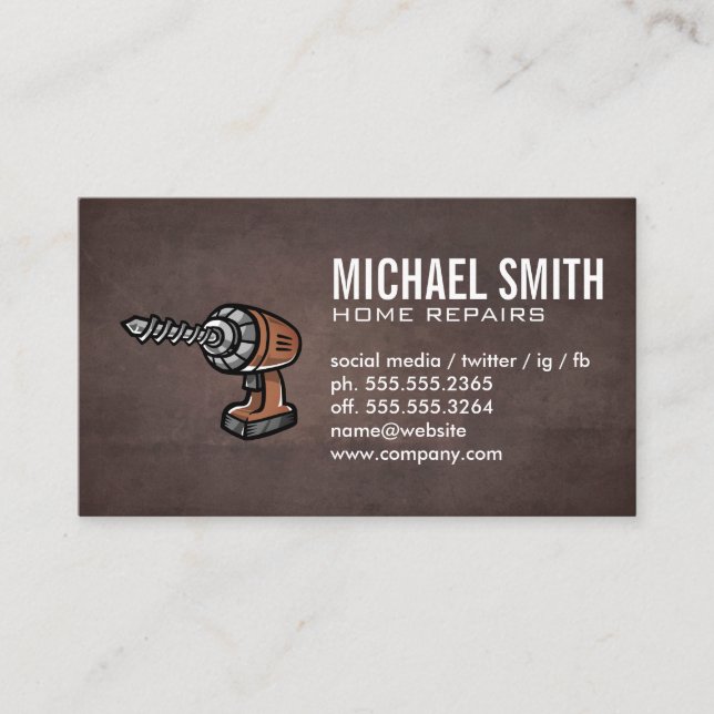 Drilling Tool | Brown Texture Background Business Card (Front)