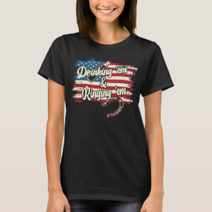 Dringkin 'Em Ringin 'Em USA FLag Horseshoe Pitchin T-Shirt