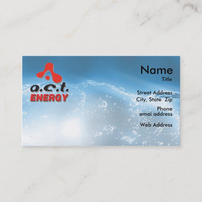 Drink A.C.T. - Blue Business Card (Front)