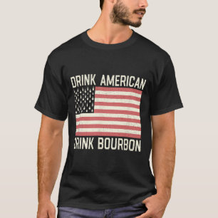 Drink American Bourbon Bottles American Usa Flag T-Shirt