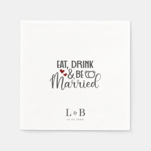 Drink Be Married Couple Monogram Wedding Napkins