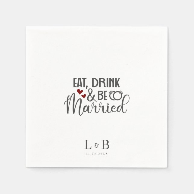 Drink Be Married Couple Monogram Wedding Napkins (Front)