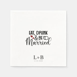 Drink Be Married Couple Monogram Wedding Napkins