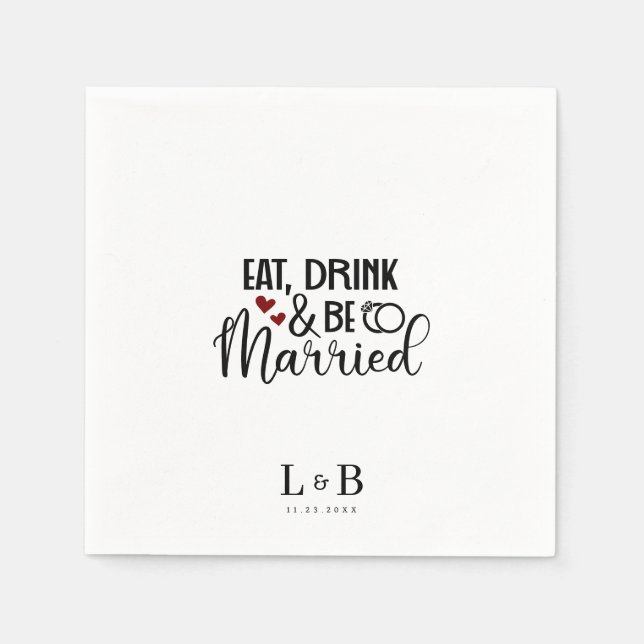 Drink Be Married Couple Monogram Wedding Napkins (Front)