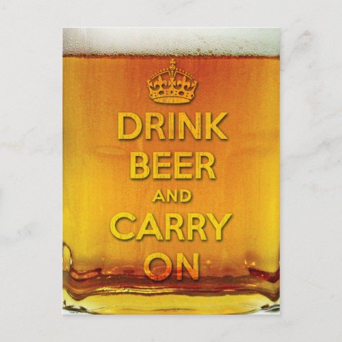 Drink beer and carry on postcard
