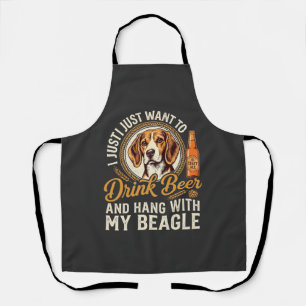 Drink Beer Beagle Dog Craft Ale Bottle Hops Apron