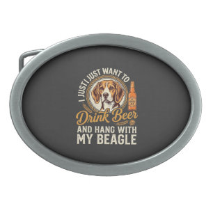 Drink Beer Beagle Dog Craft Ale Bottle Hops Belt Buckle