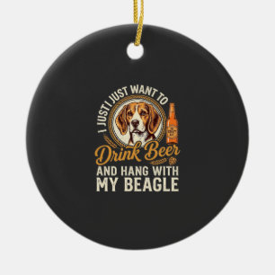 Drink Beer Beagle Dog Craft Ale Bottle Hops Ceramic Ornament