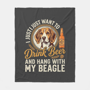Drink Beer Beagle Dog Craft Ale Bottle Hops Fleece Blanket