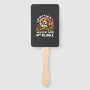 Drink Beer Beagle Dog Craft Ale Bottle Hops Hand Fan
