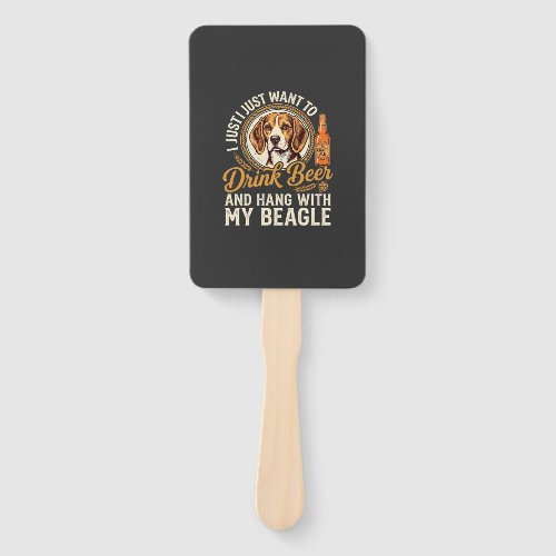 Drink Beer Beagle Dog Craft Ale Bottle Hops Hand Fan