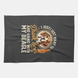 Drink Beer Beagle Dog Craft Ale Bottle Hops Kitchen Towel