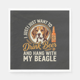 Drink Beer Beagle Dog Craft Ale Bottle Hops Napkins