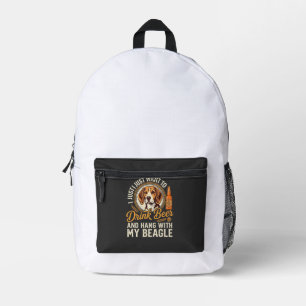 Drink Beer Beagle Dog Craft Ale Bottle Hops Printed Backpack