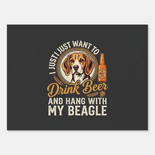 Drink Beer Beagle Dog Craft Ale Bottle Hops Sign