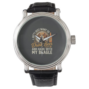 Drink Beer Beagle Dog Craft Ale Bottle Hops Watch