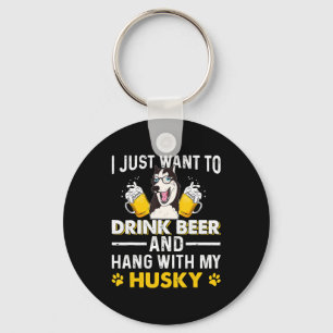 Drink Beer Hang With My Husky Tshirt Gift Dog Bee Keychain